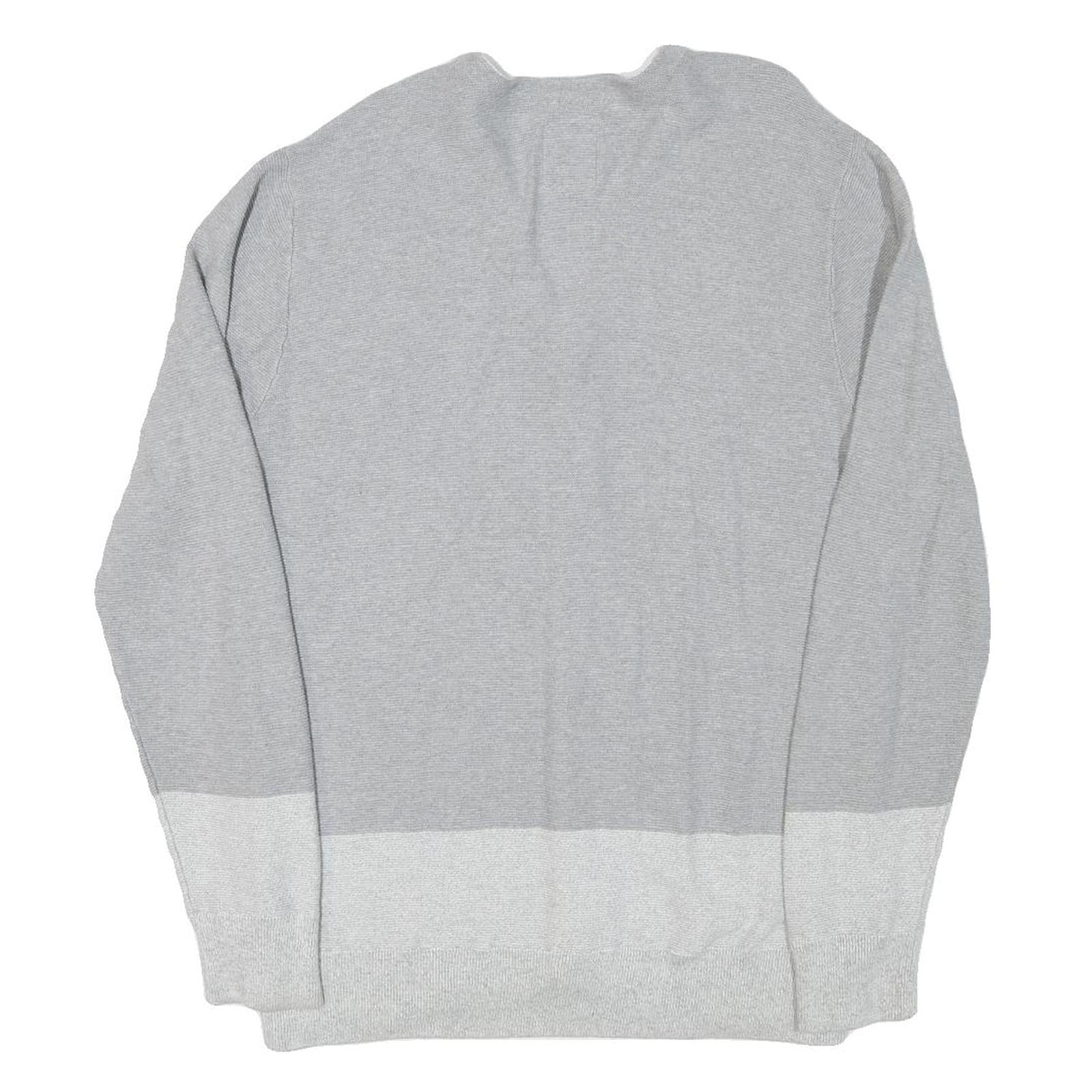 LEVI'S Mens Grey & Light Grey Plain Button Up Jumper Crew Neck Cotton Blend XL