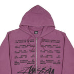 STUSSY Locations Mens Purple Zip Hoodie L Polycotton Full Zip Sweatshirt
