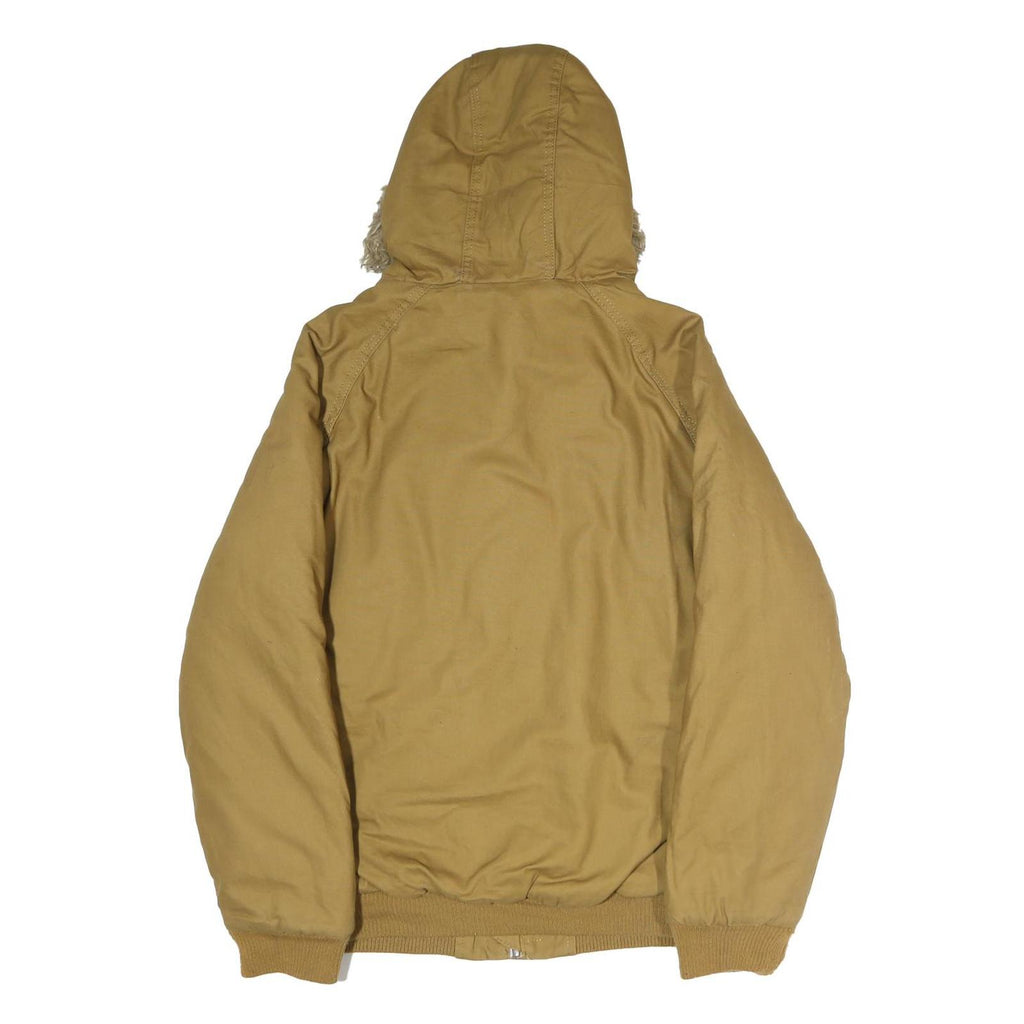 MEMBERS ONLY Mens Beige Cotton Bomber S Jacket Plain Zip Hooded Casual