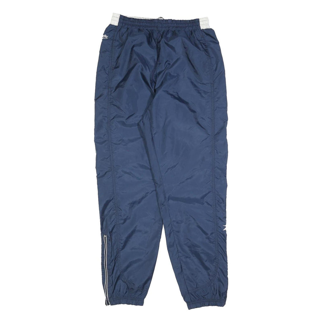REEBOK Mens Joggers Blue S W26 L30 Polyester Blend Slim Tapered Fit Sportswear