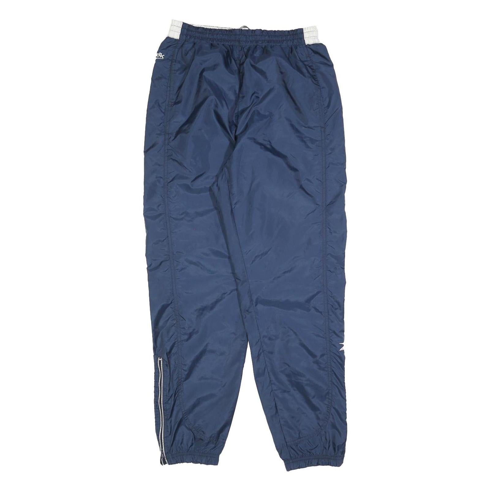 REEBOK Mens Joggers Blue S W26 L30 Polyester Blend Slim Tapered Fit Sportswear