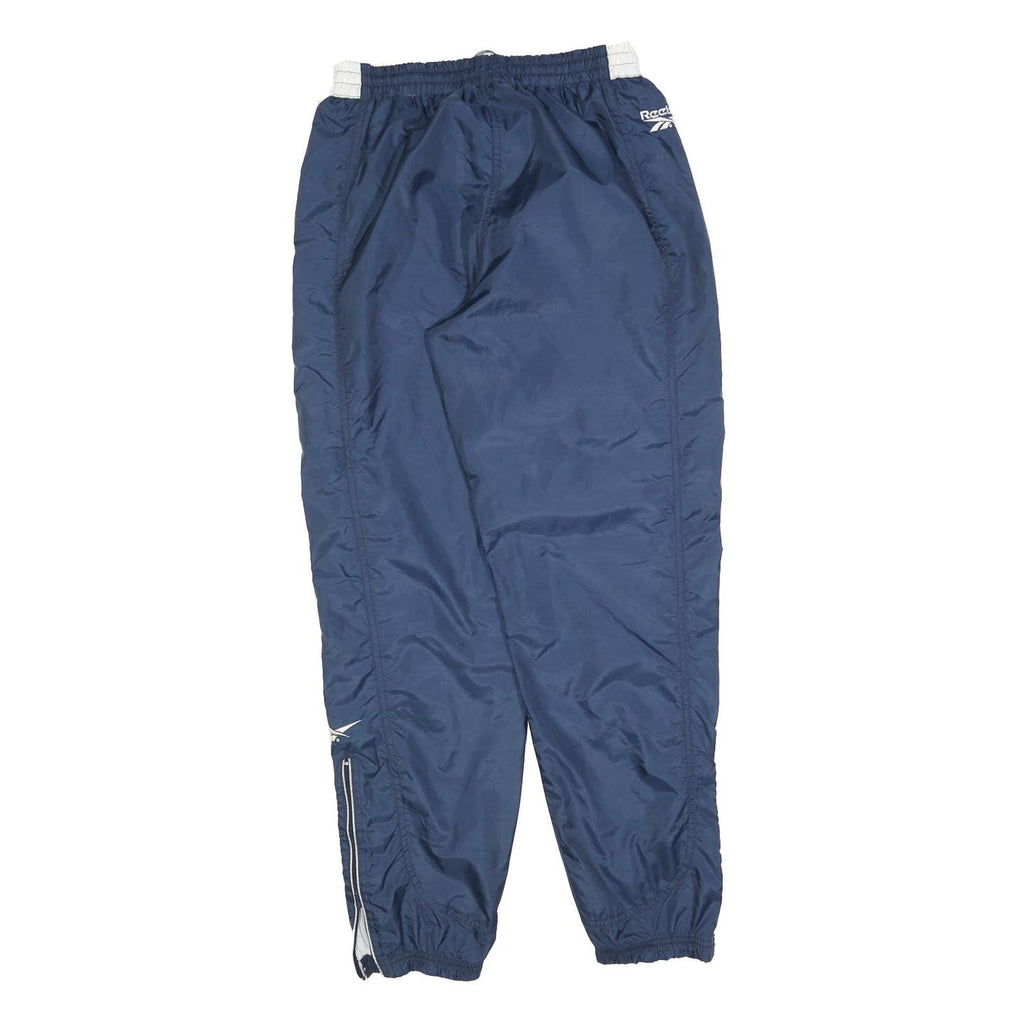 REEBOK Mens Joggers Blue S W26 L30 Polyester Blend Slim Tapered Fit Sportswear