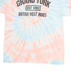 GILDAN Mens Blue & Pink Tie Dye T-Shirt L Short Sleeve Crew Neck Grand Turk