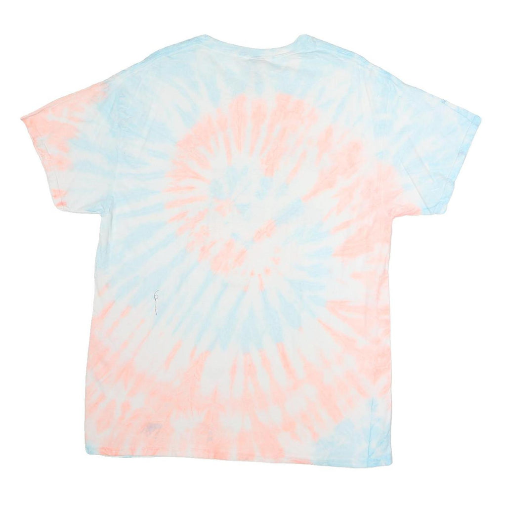 GILDAN Mens Blue & Pink Tie Dye T-Shirt L Short Sleeve Crew Neck Grand Turk