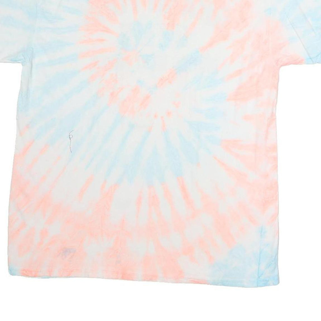 GILDAN Mens Blue & Pink Tie Dye T-Shirt L Short Sleeve Crew Neck Grand Turk