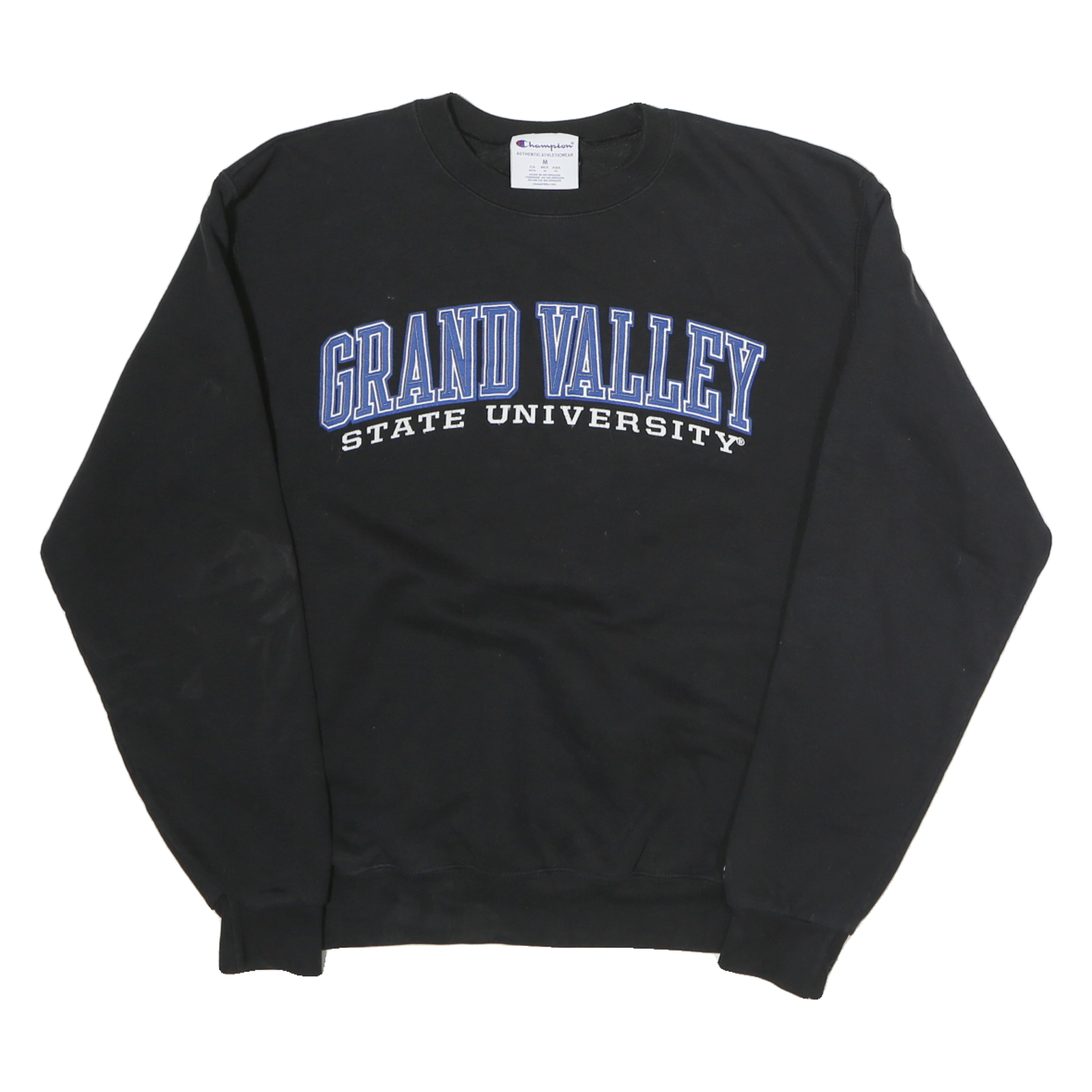 CHAMPION Mens Black Grand Valley State University Crew Neck M Cotton Sweatshirt