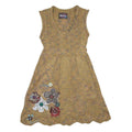 DESIGUAL Womens Beige Acrylic Sleeveless Knit Mini Dress L Floral Applique