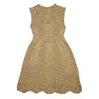 DESIGUAL Womens Beige Acrylic Sleeveless Knit Mini Dress L Floral Applique