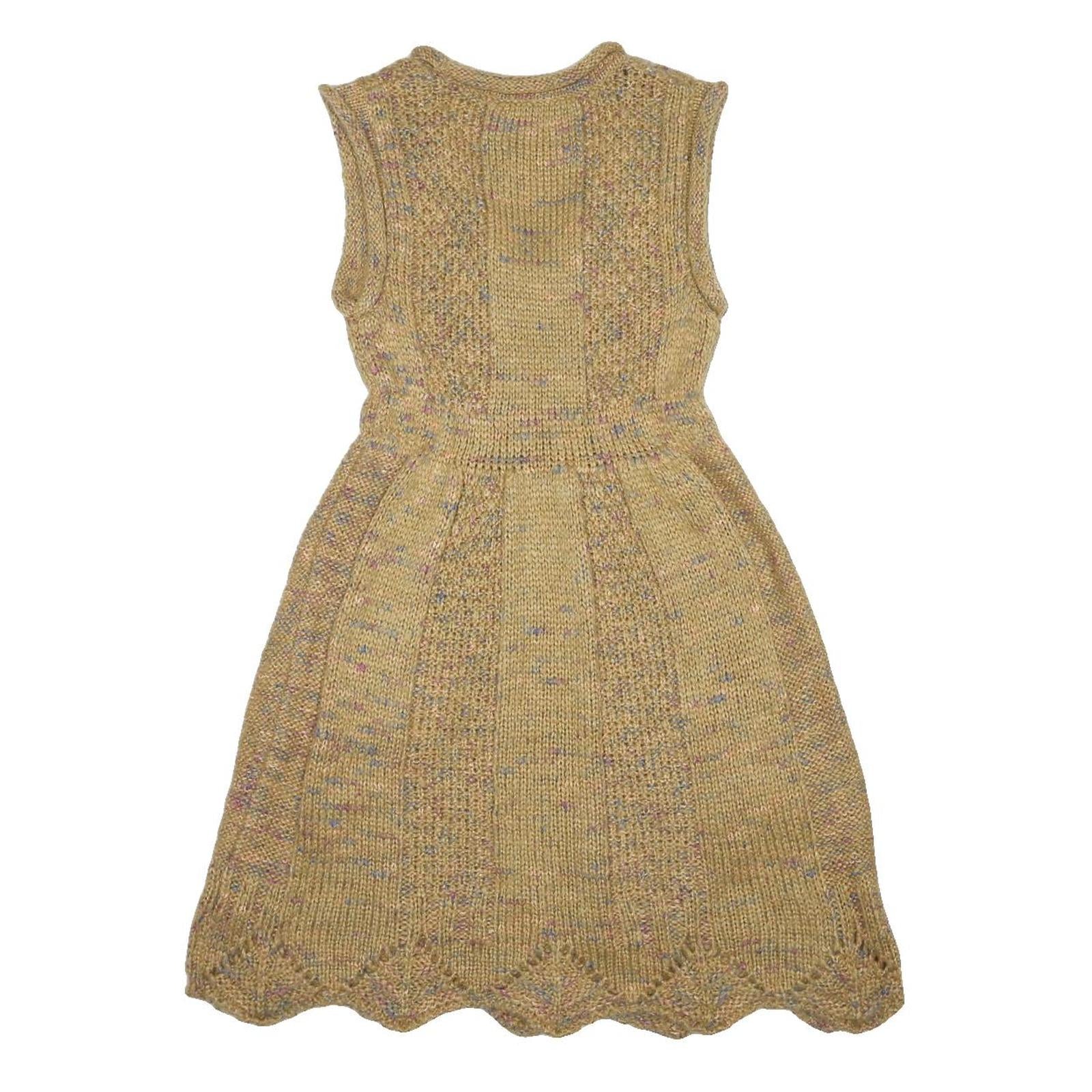 DESIGUAL Womens Beige Acrylic Sleeveless Knit Mini Dress L Floral Applique