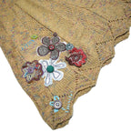DESIGUAL Womens Beige Acrylic Sleeveless Knit Mini Dress L Floral Applique