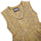 DESIGUAL Womens Beige Acrylic Sleeveless Knit Mini Dress L Floral Applique