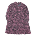 M&S Womens Black & Pink Floral Day Woven Dress Long Sleeve Midi UK 18