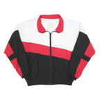 PACE SETTER Mens White & Red & Black Colour Block Jacket XL Polyester Zip Track