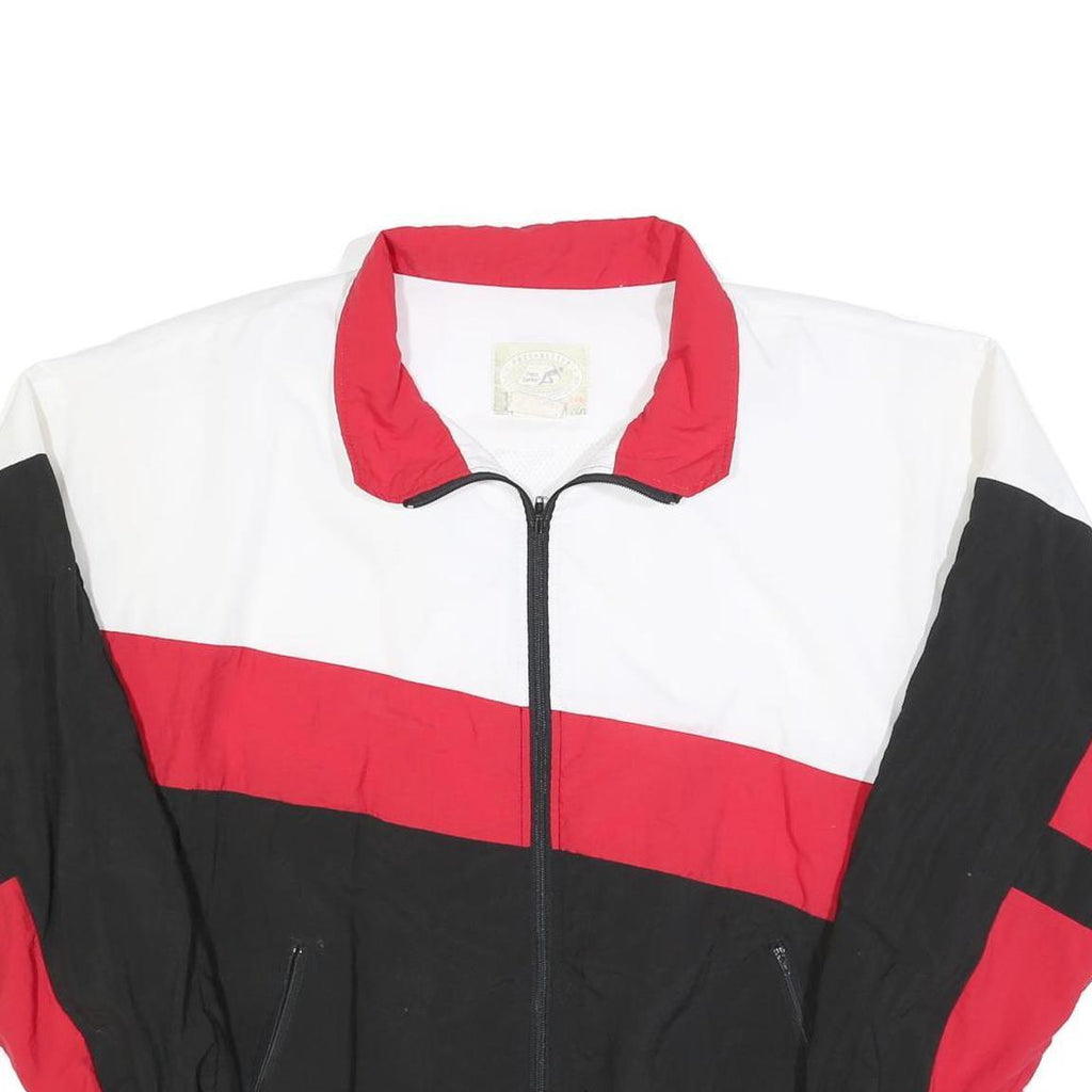 PACE SETTER Mens White & Red & Black Colour Block Jacket XL Polyester Zip Track