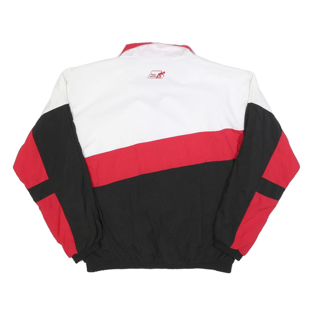 PACE SETTER Mens White & Red & Black Colour Block Jacket XL Polyester Zip Track