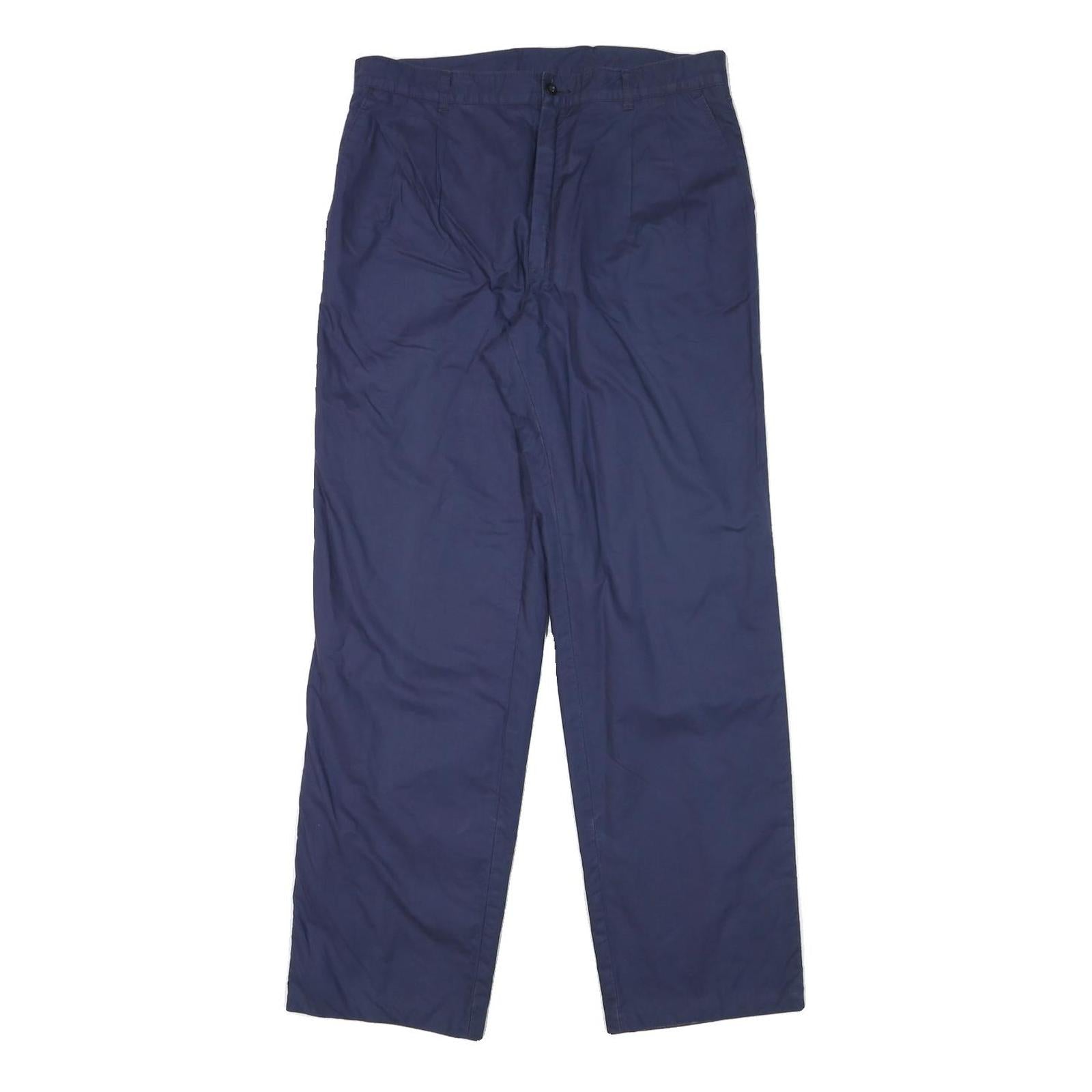 ACKERMANN Mens Polyester Blend Navy Regular Fit Straight Leg Trousers W31 L30