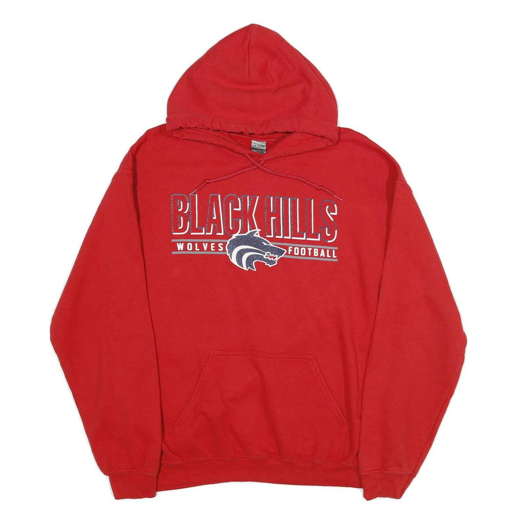 GILDAN Mens Red Black Hills Wolves Football Pullover Hoodie M Sports Graphic
