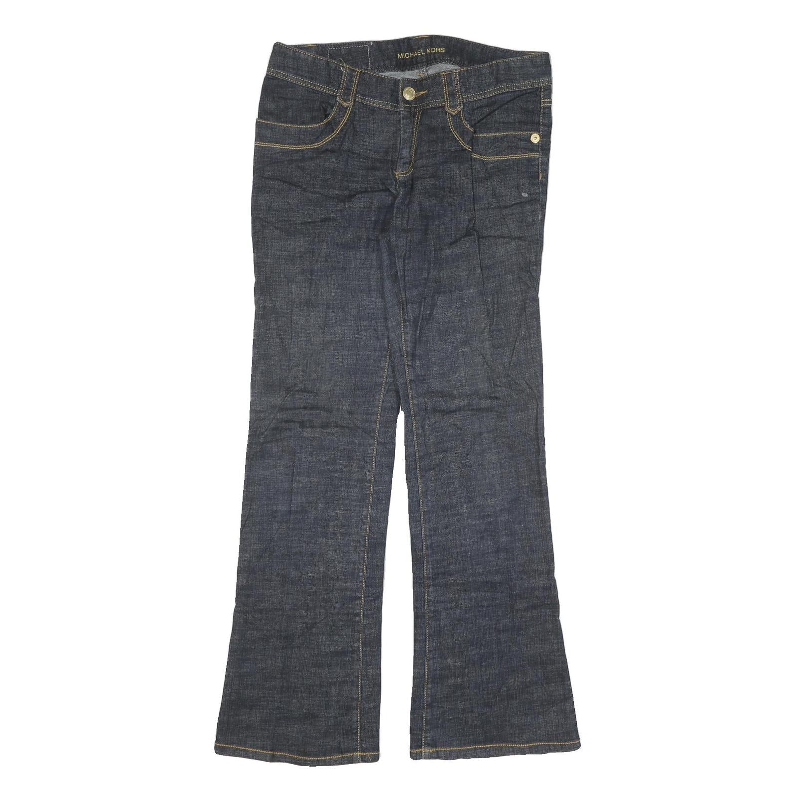 MICHAEL KORS Womens Dark Blue Regular Flared Denim Jeans W32 L33 Stylish Classic