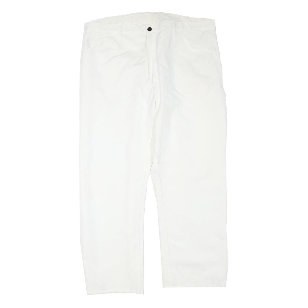 DICKIES Mens Cotton Blend White Regular Fit Straight Leg Trousers W40 L30
