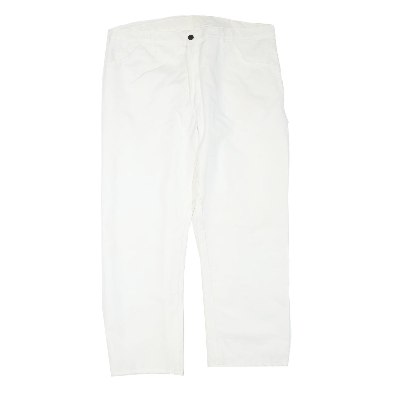 DICKIES Mens Cotton Blend White Regular Fit Straight Leg Trousers W40 L30