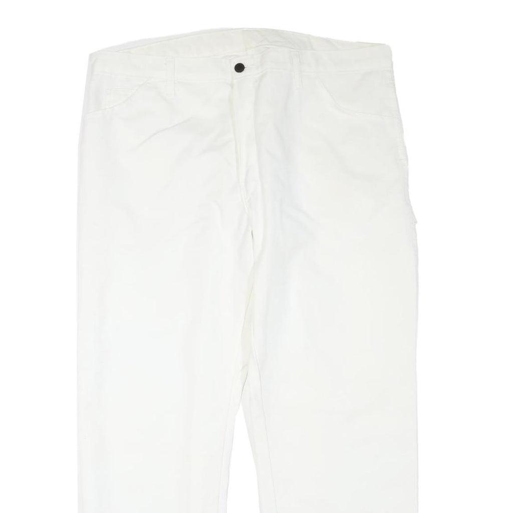 DICKIES Mens Cotton Blend White Regular Fit Straight Leg Trousers W40 L30