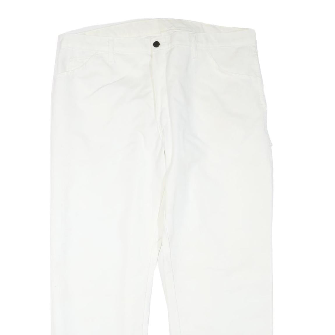 DICKIES Mens Cotton Blend White Regular Fit Straight Leg Trousers W40 L30