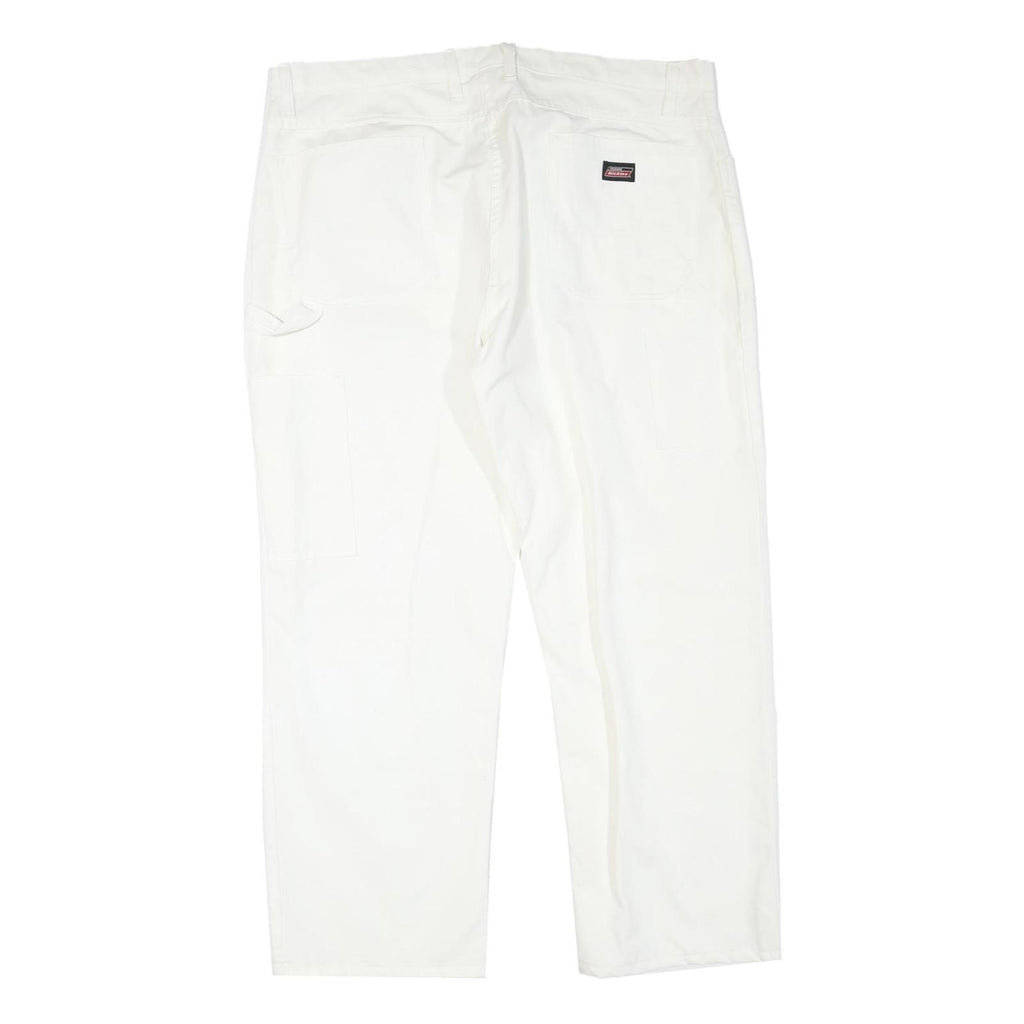 DICKIES Mens Cotton Blend White Regular Fit Straight Leg Trousers W40 L30