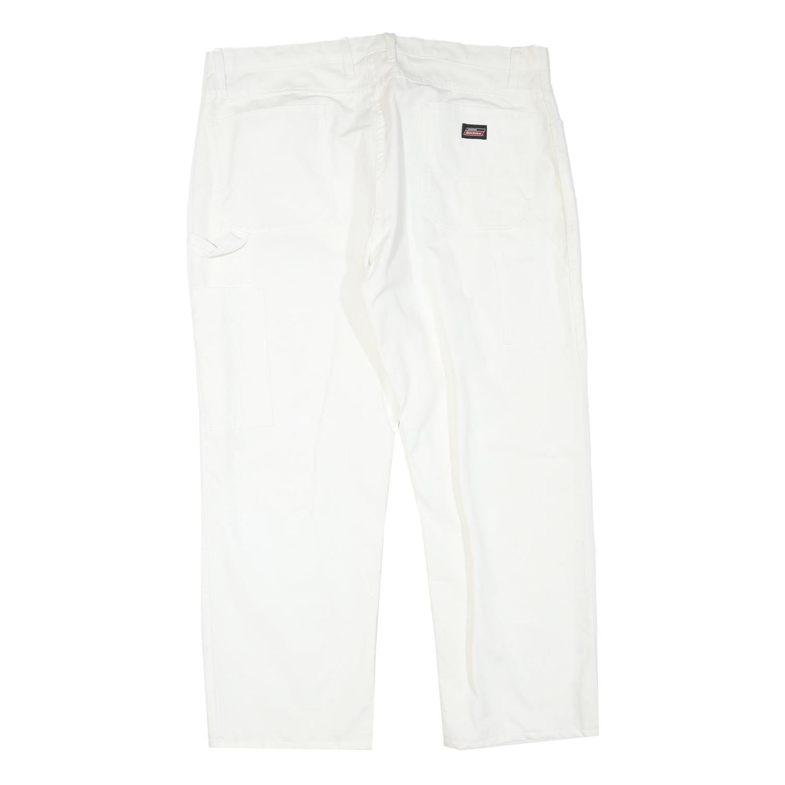DICKIES Mens Cotton Blend White Regular Fit Straight Leg Trousers W40 L30