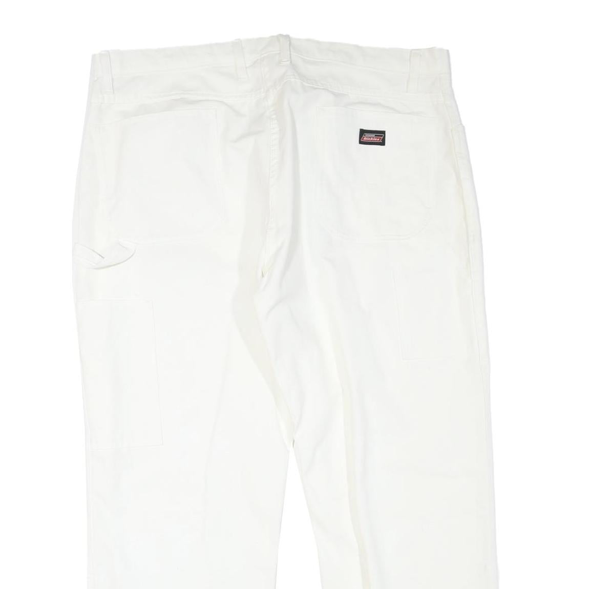 DICKIES Mens Cotton Blend White Regular Fit Straight Leg Trousers W40 L30