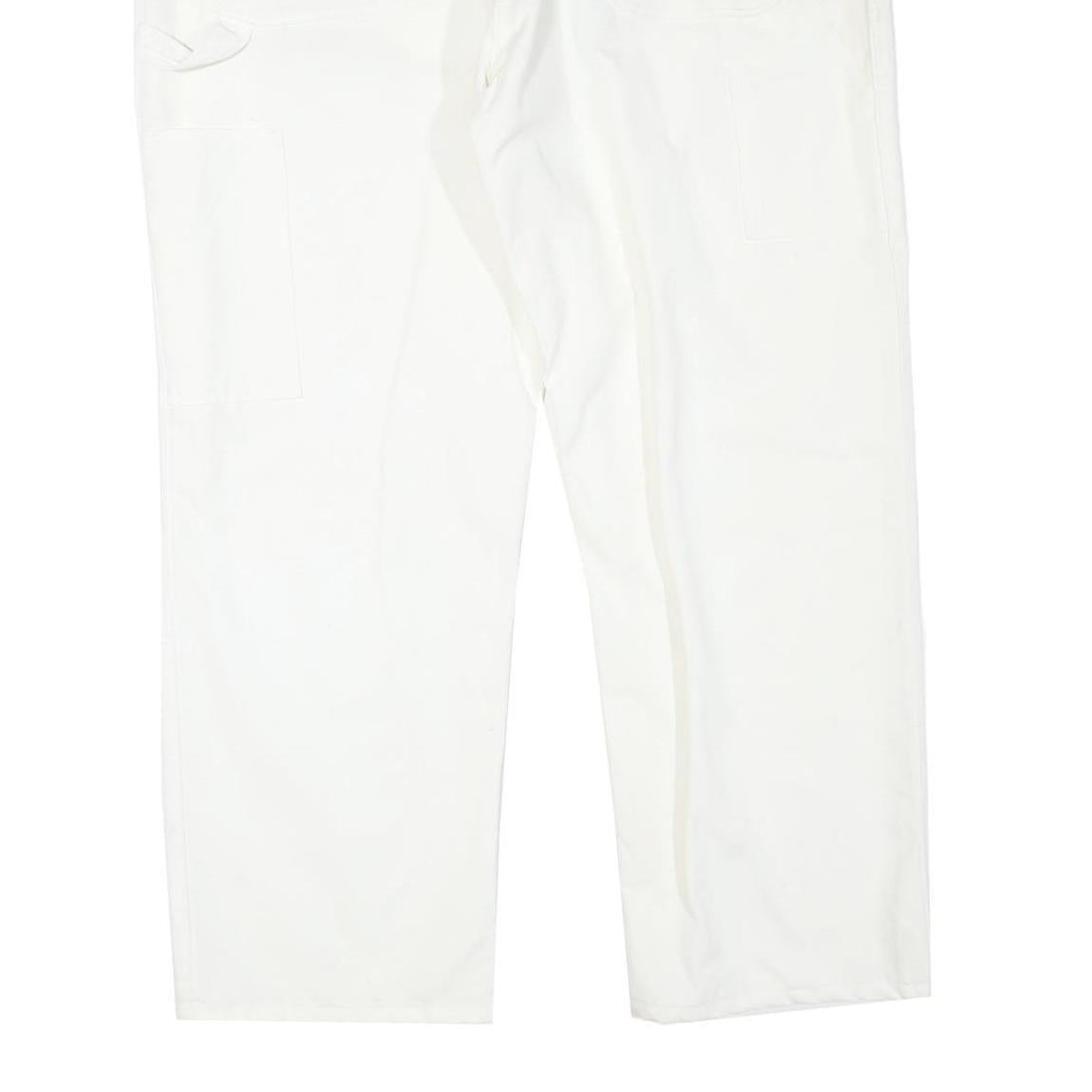 DICKIES Mens Cotton Blend White Regular Fit Straight Leg Trousers W40 L30