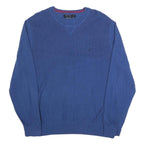 NAUTICA Mens Blue Plain Crew Neck Basic Knit Jumper XL Cotton Comfort Casual