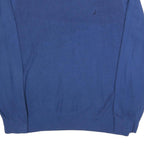NAUTICA Mens Blue Plain Crew Neck Basic Knit Jumper XL Cotton Comfort Casual