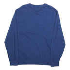 NAUTICA Mens Blue Plain Crew Neck Basic Knit Jumper XL Cotton Comfort Casual