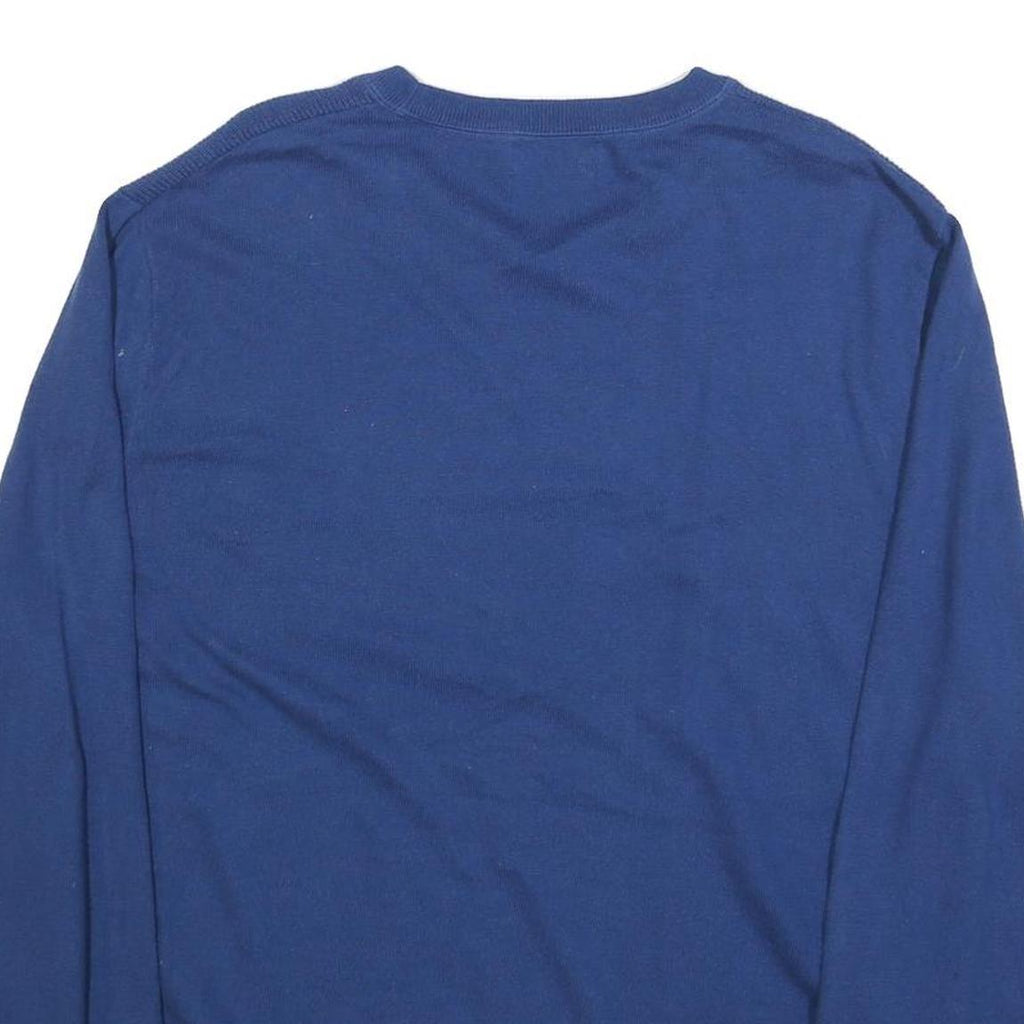 NAUTICA Mens Blue Plain Crew Neck Basic Knit Jumper XL Cotton Comfort Casual