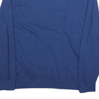 NAUTICA Mens Blue Plain Crew Neck Basic Knit Jumper XL Cotton Comfort Casual