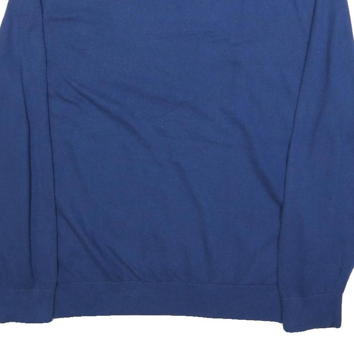 NAUTICA Mens Blue Plain Crew Neck Basic Knit Jumper XL Cotton Comfort Casual