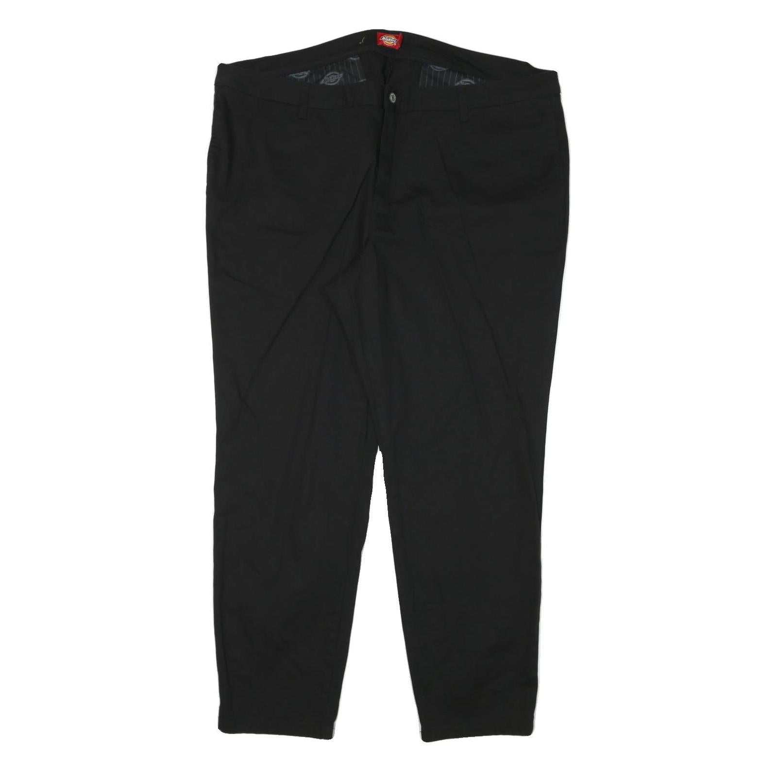 DICKIES Womens Polyester Blend Black Slim Trousers W44 L30 Workwear Zip Closure