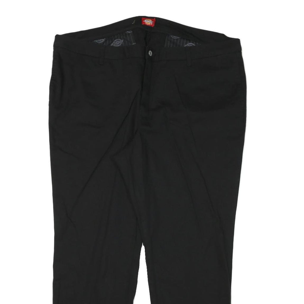 DICKIES Womens Polyester Blend Black Slim Trousers W44 L30 Workwear Zip Closure