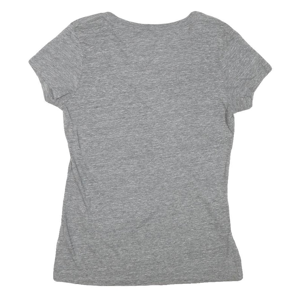 TRUE RELIGION Womens Grey Graphic T-Shirt M Short Sleeve V-Neck Cotton Blend