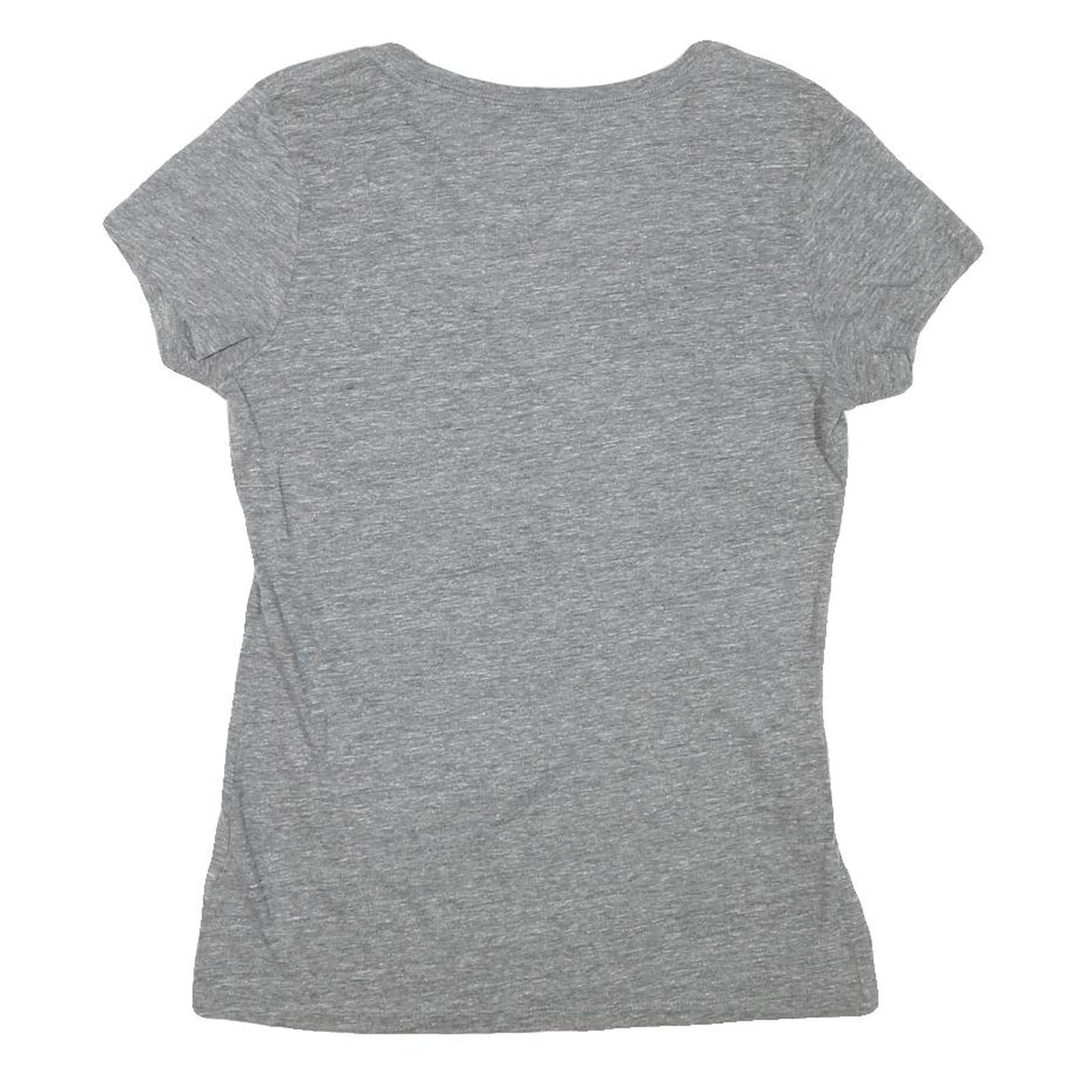 TRUE RELIGION Womens Grey Graphic T-Shirt M Short Sleeve V-Neck Cotton Blend