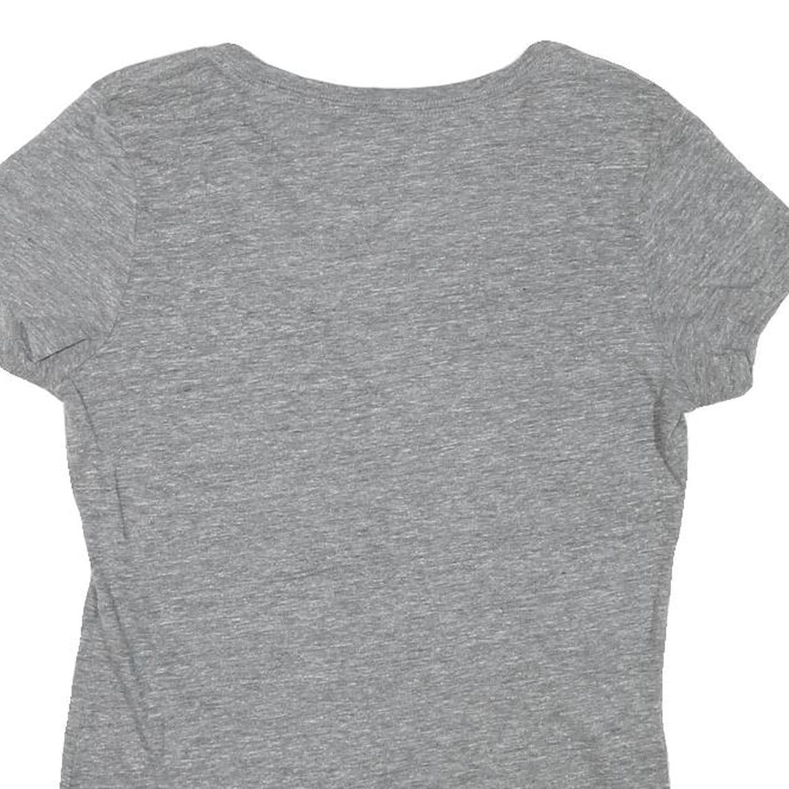 TRUE RELIGION Womens Grey Graphic T-Shirt M Short Sleeve V-Neck Cotton Blend