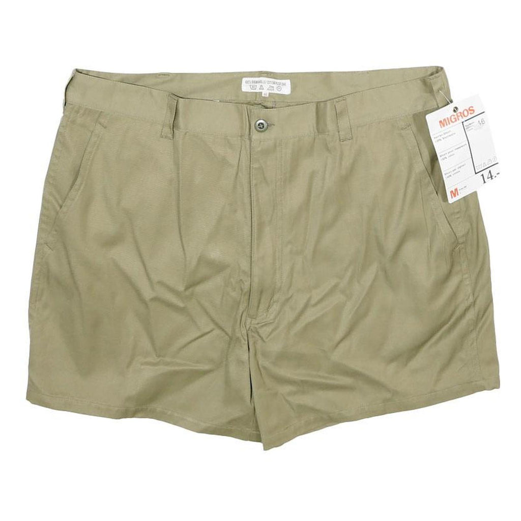 MIGROS Mens Shorts Beige Casual Plain L W34 Summer Cotton Lightweight