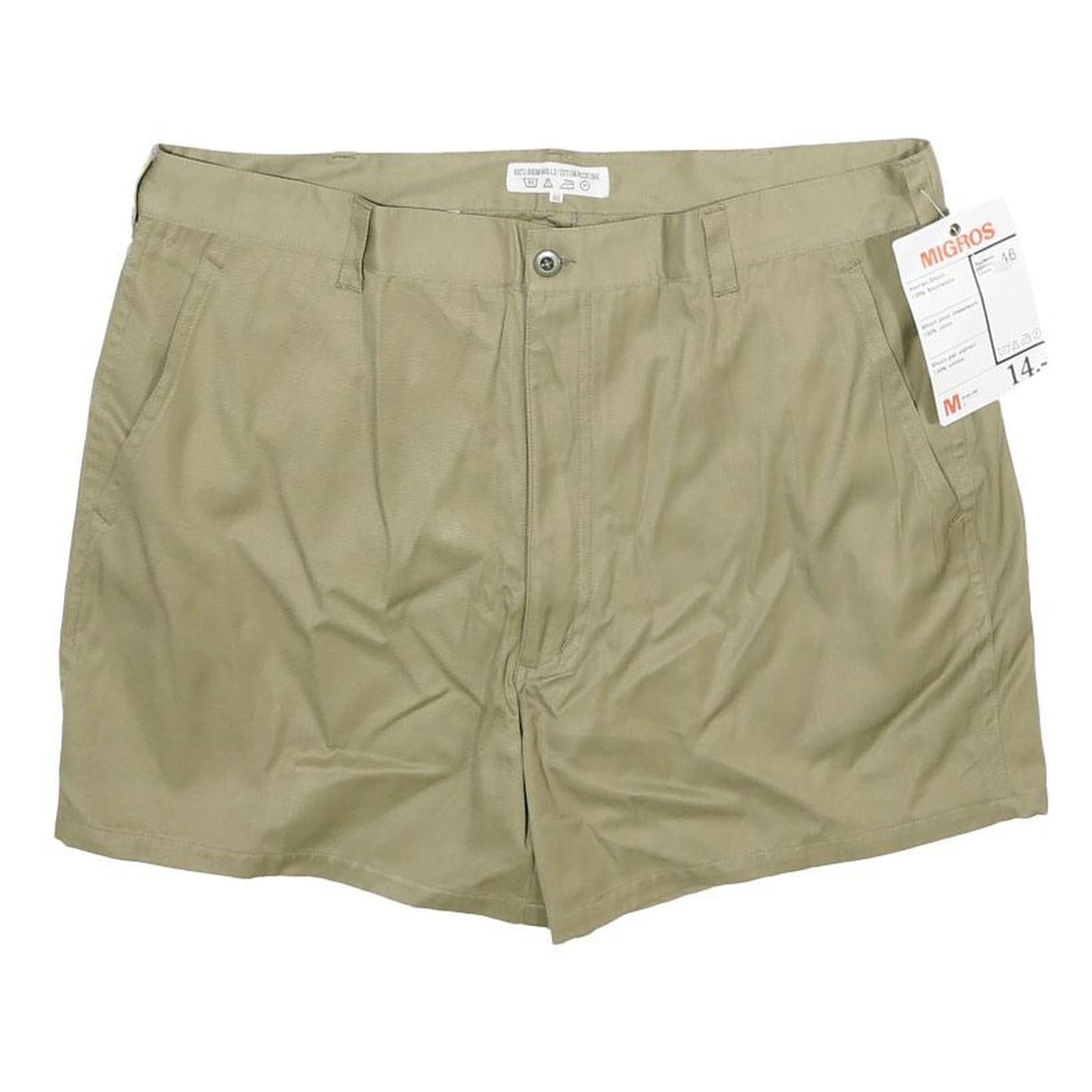 MIGROS Mens Shorts Beige Casual Plain L W34 Summer Cotton Lightweight