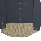 TOMMY HILFIGER Mens Navy & Yellow Check Shirt XL Button Down Cotton Casual