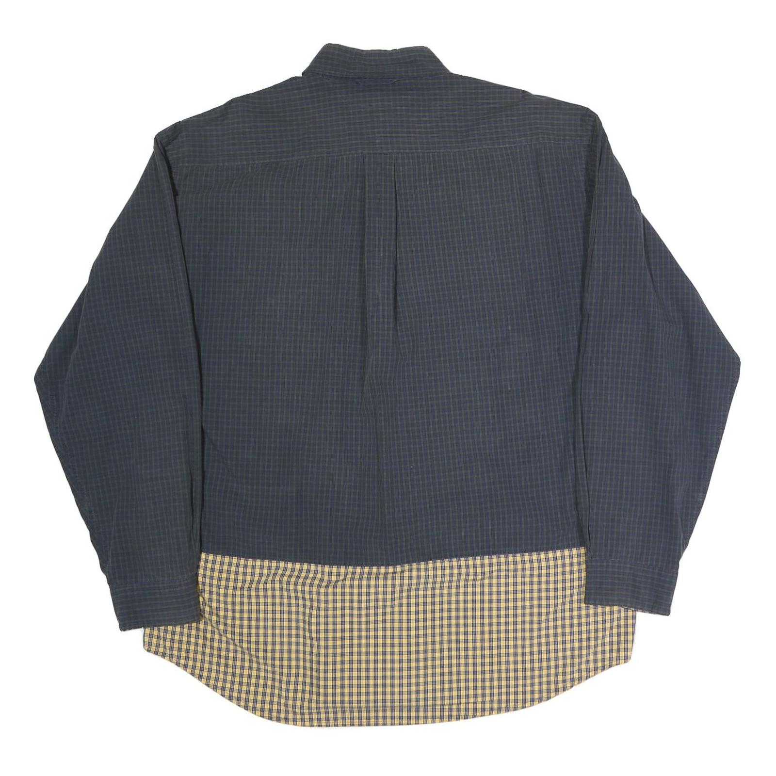 TOMMY HILFIGER Mens Navy & Yellow Check Shirt XL Button Down Cotton Casual