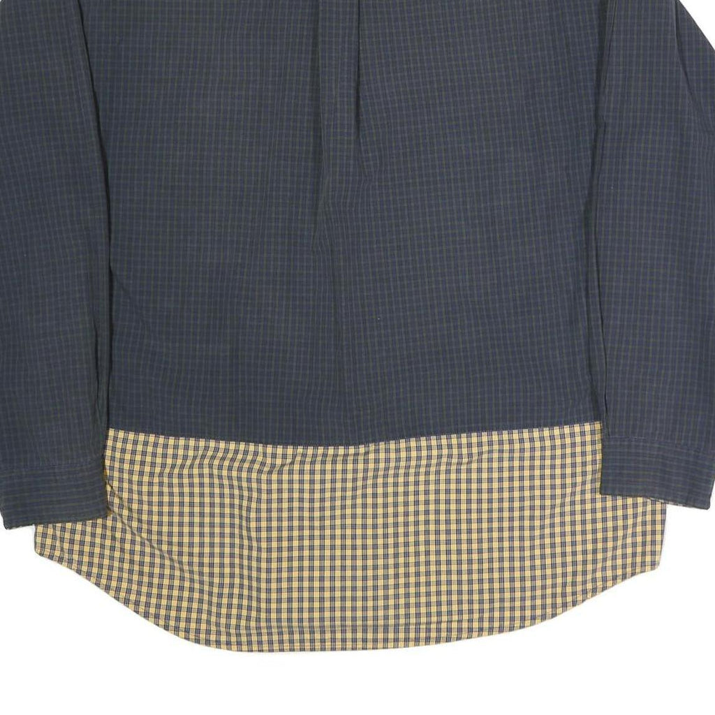TOMMY HILFIGER Mens Navy & Yellow Check Shirt XL Button Down Cotton Casual