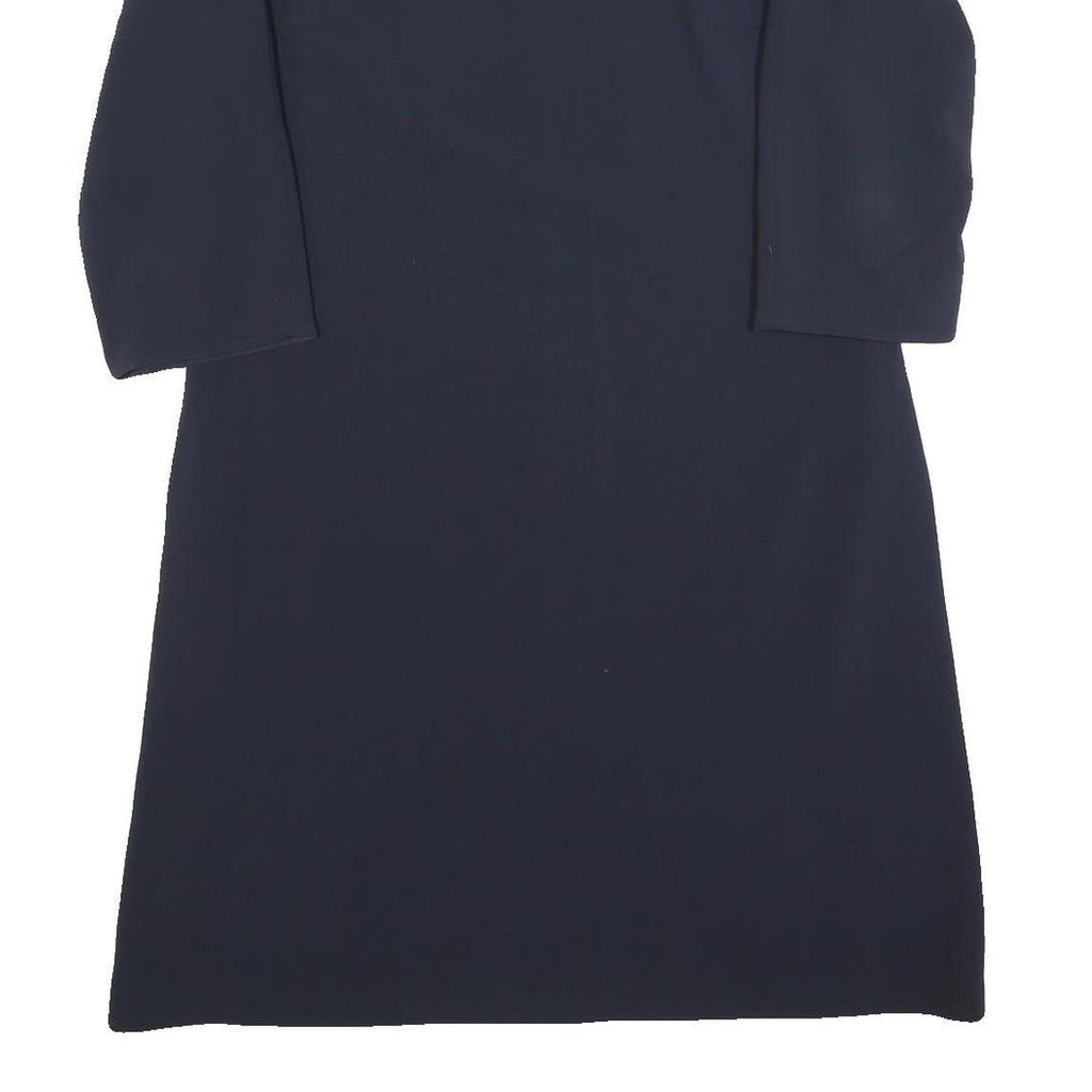 HUGO BOSS Womens Navy Blue Shift Dress Polyester Blend Knee Length 3/4 Sleeve UK