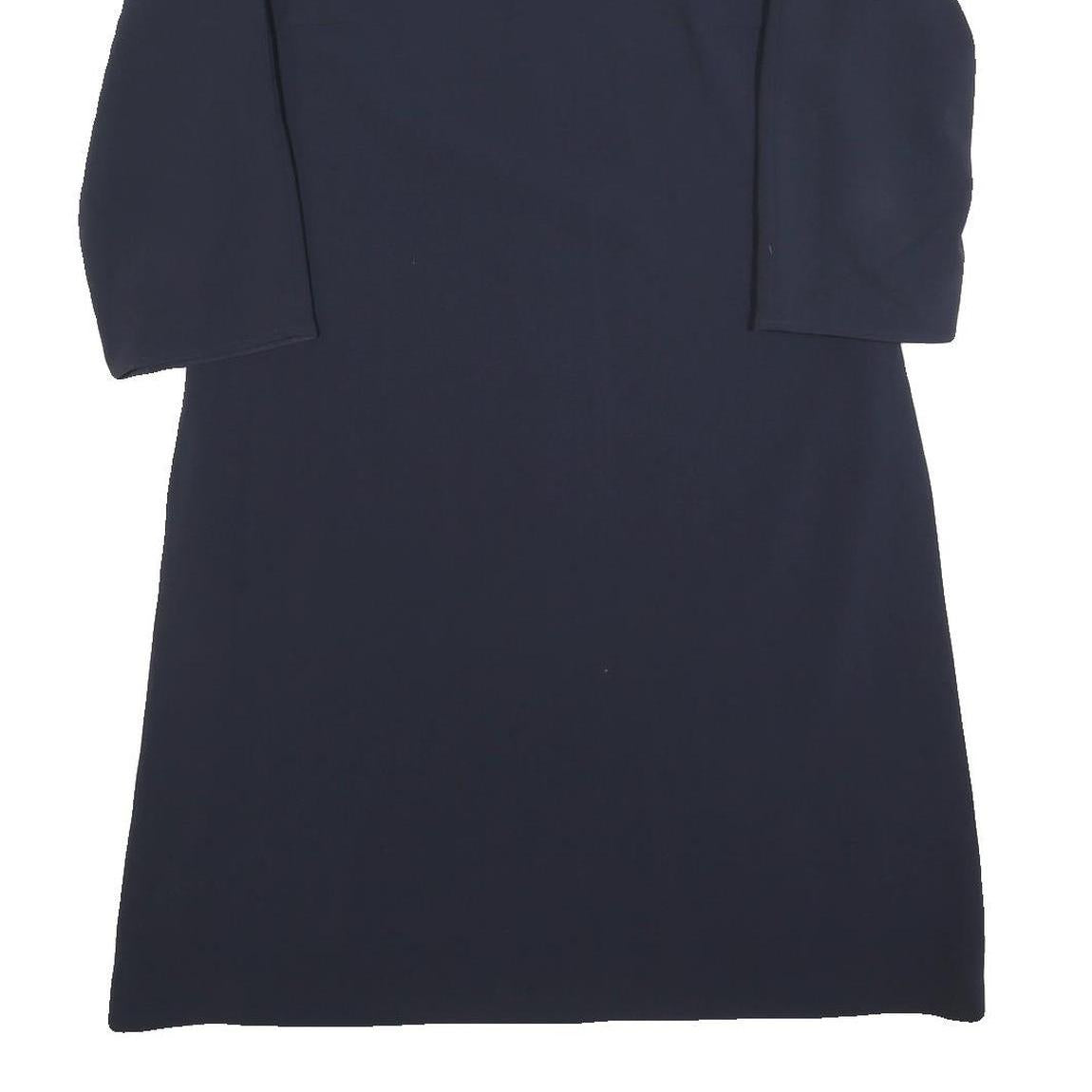 HUGO BOSS Womens Navy Blue Shift Dress Polyester Blend Knee Length 3/4 Sleeve UK