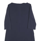 HUGO BOSS Womens Navy Blue Shift Dress Polyester Blend Knee Length 3/4 Sleeve UK