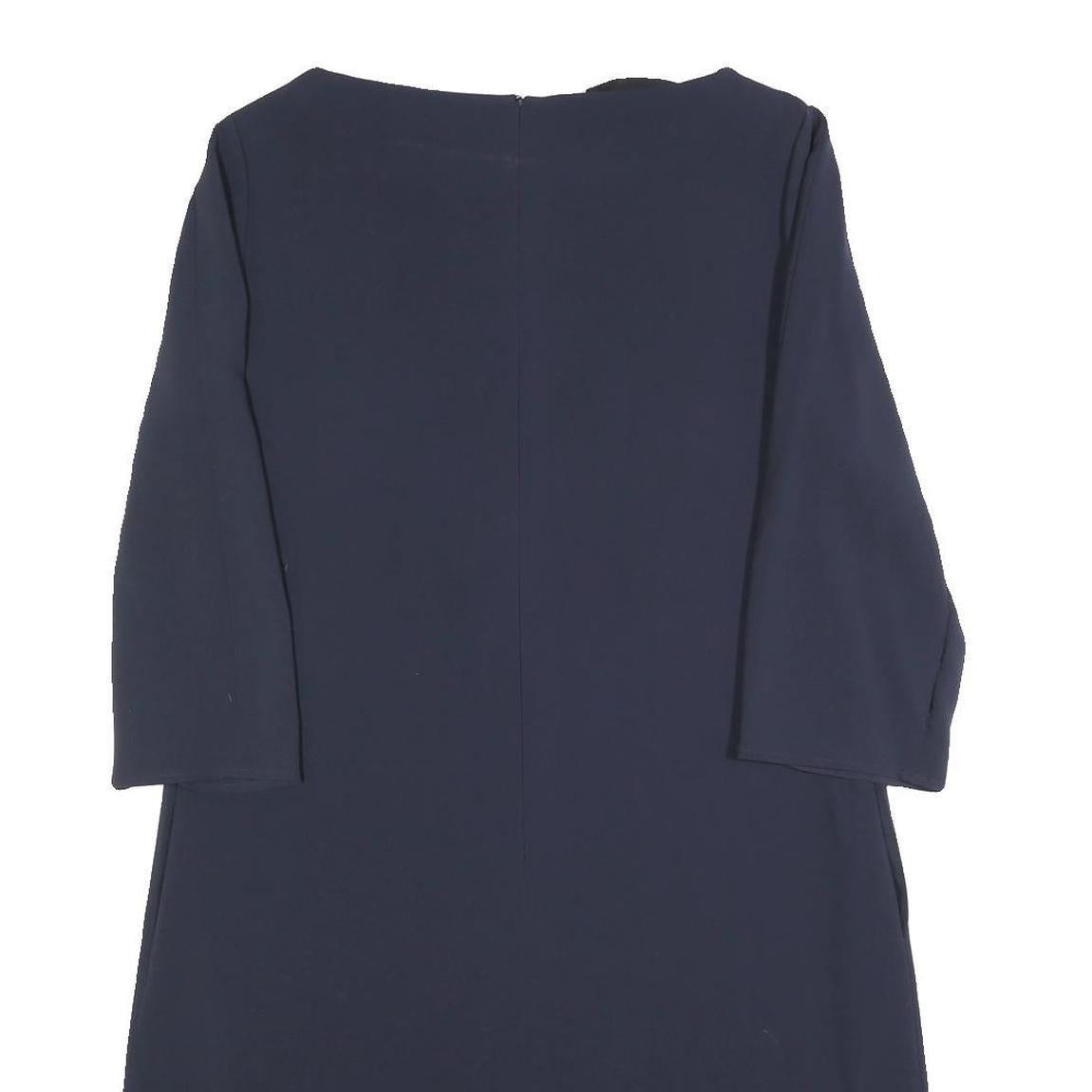 HUGO BOSS Womens Navy Blue Shift Dress Polyester Blend Knee Length 3/4 Sleeve UK